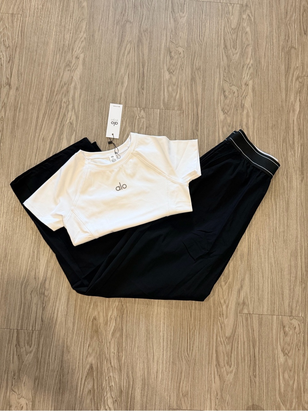 ALO Yoga Kids Two-Piece Pajama Set in White & Black